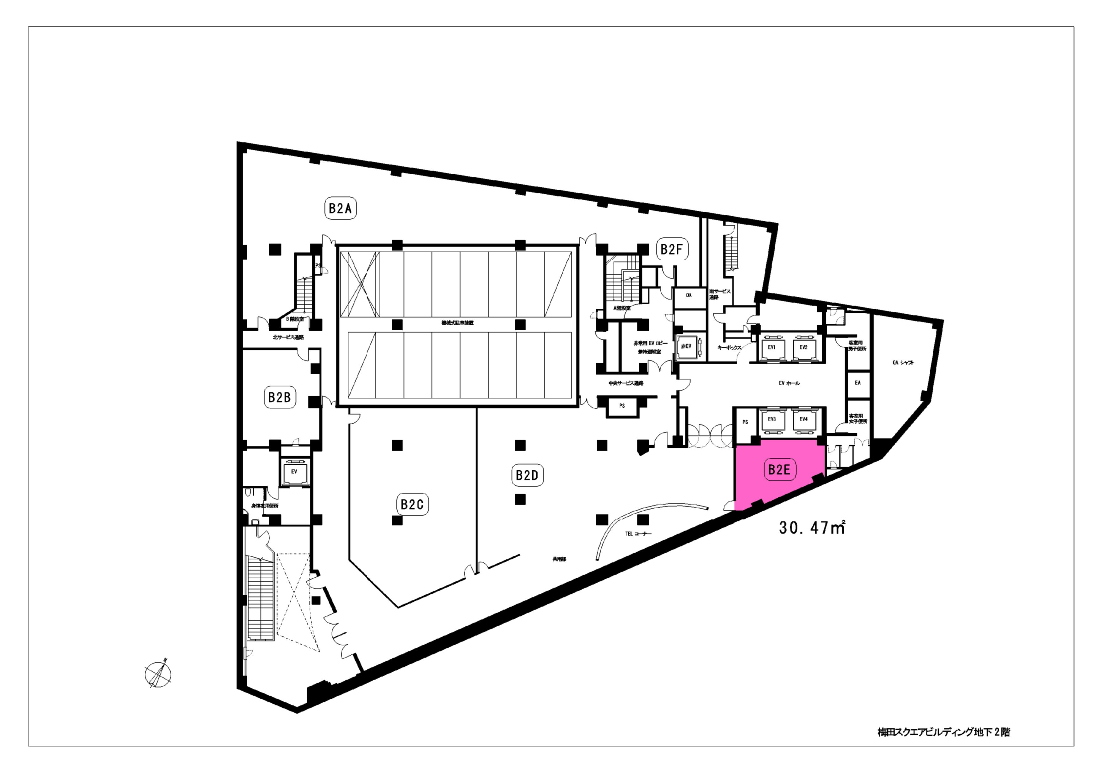 『JRE梅田スクエアビル（旧梅田スクエアビルディング） 地下2階E区』の平面図 三菱地所プロパティマネジメントオフィス